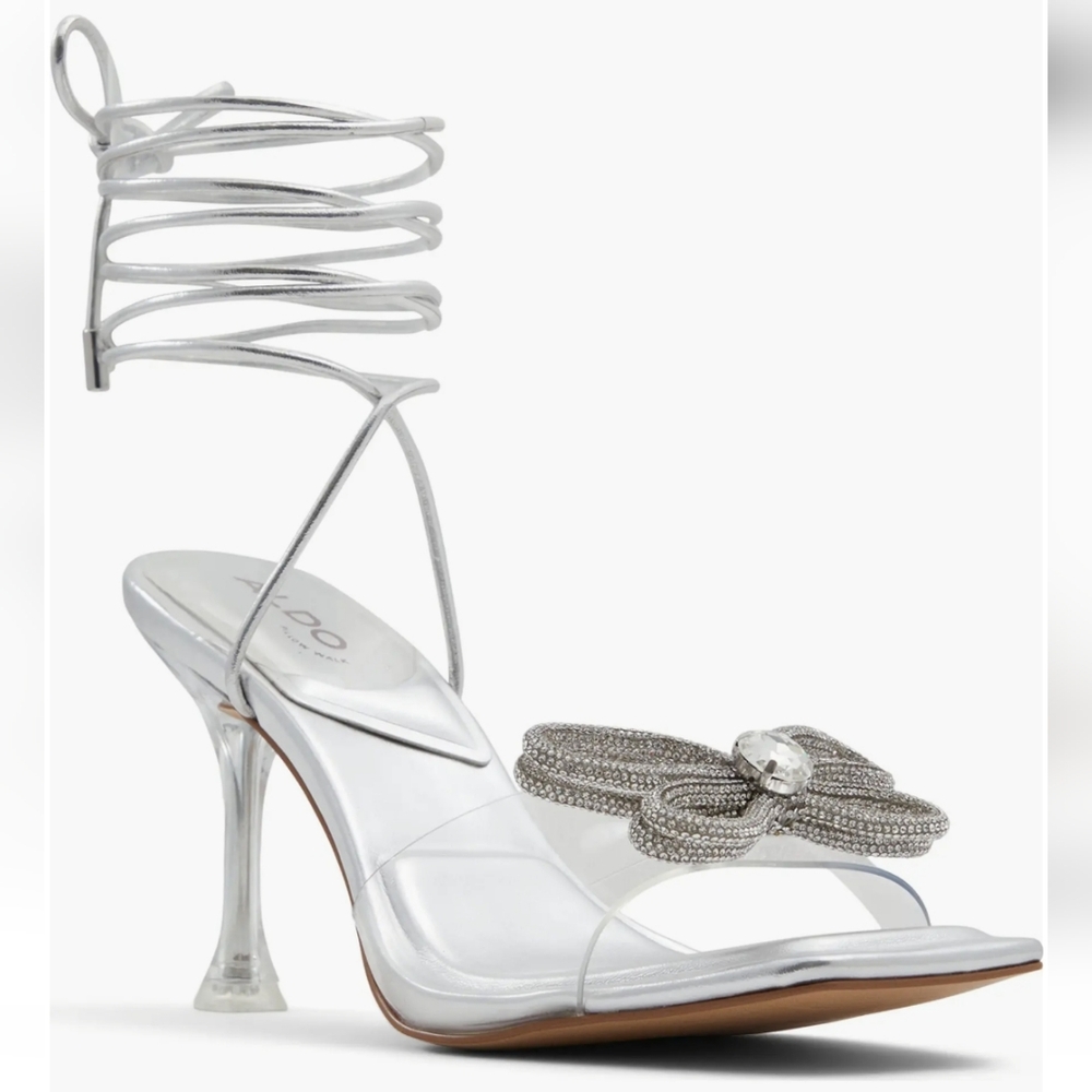 Aldo | Nadeline Crystal Bow Ankle Wrap Sandal